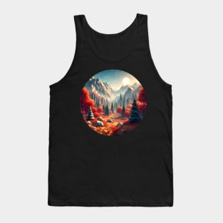 Polygonal Reddish Autumn Forest Tank Top